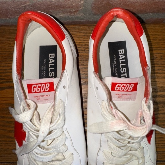 Golden Goose Women's Ball Star in white leather with red star and heel tab Sz 42 - Picture 6 of 15